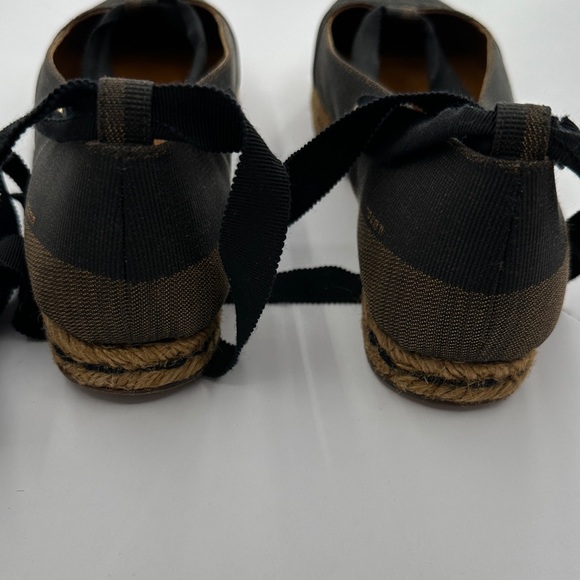 FENDI Black /Brown Ballerina Pequin Espadrilles- Size 5 - Picture 8 of 11